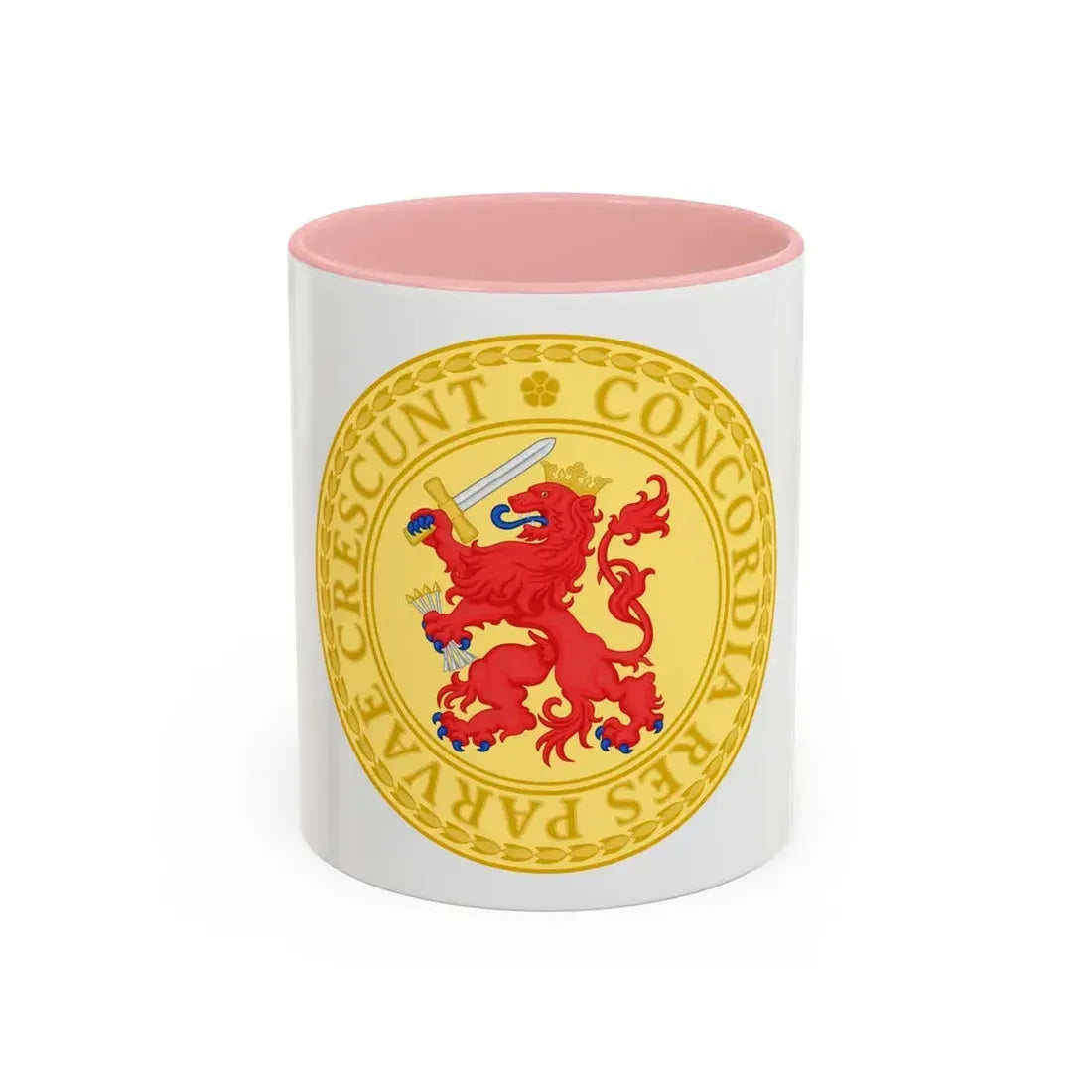 Great Seal of the Batavian Republic (1802) - Accent Coffee Mug 11oz Pink - Go Mug Yourself