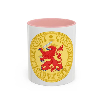 Great Seal of the Batavian Republic (1802) - Accent Coffee Mug 11oz Pink - Go Mug Yourself