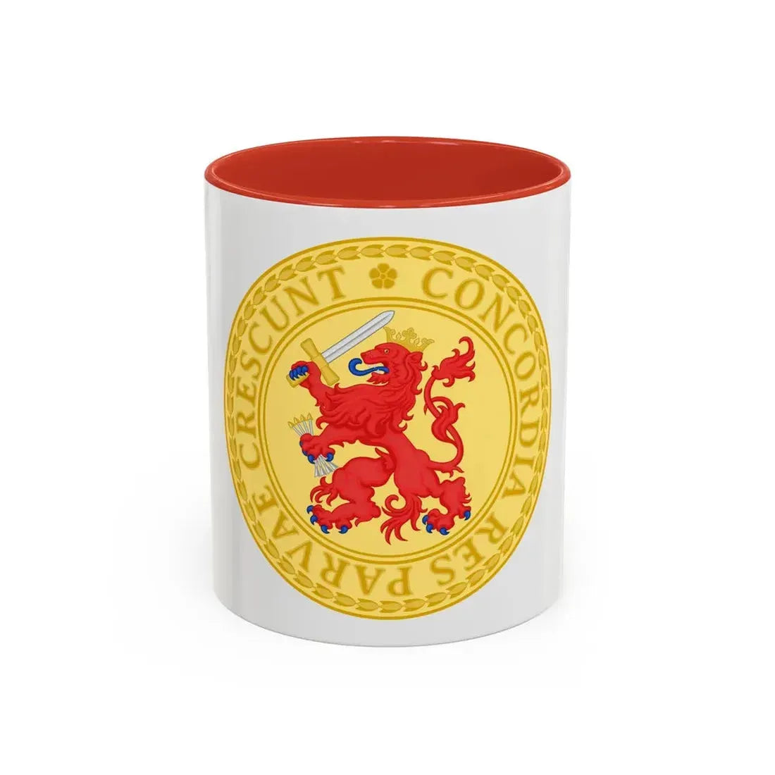 Great Seal of the Batavian Republic (1802) - Accent Coffee Mug 11oz Red - Go Mug Yourself
