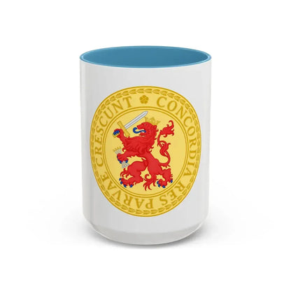 Great Seal of the Batavian Republic (1802) - Accent Coffee Mug 15oz Light Blue - Go Mug Yourself