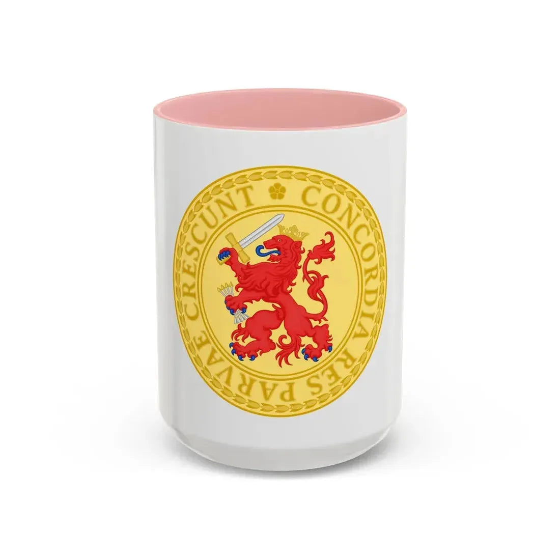 Great Seal of the Batavian Republic (1802) - Accent Coffee Mug 15oz Pink - Go Mug Yourself