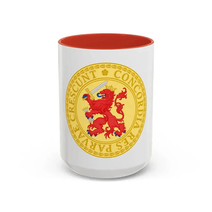Great Seal of the Batavian Republic (1802) - Accent Coffee Mug 15oz Red - Go Mug Yourself