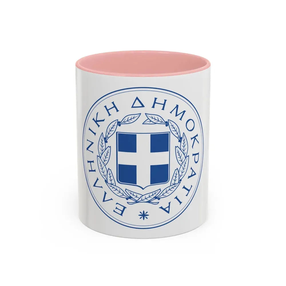 Great Seal of the State (Greece) - Accent Coffee Mug 11oz Pink - Go Mug Yourself