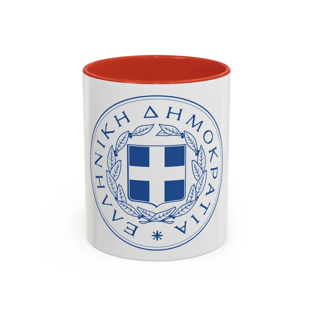 Great Seal of the State (Greece) - Accent Coffee Mug 11oz Red - Go Mug Yourself