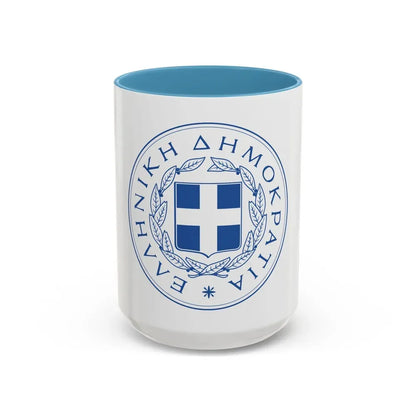 Great Seal of the State (Greece) - Accent Coffee Mug 15oz Light Blue - Go Mug Yourself