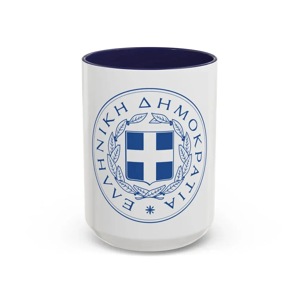 Great Seal of the State (Greece) - Accent Coffee Mug 15oz Navy - Go Mug Yourself