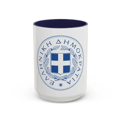 Great Seal of the State (Greece) - Accent Coffee Mug 15oz Navy - Go Mug Yourself