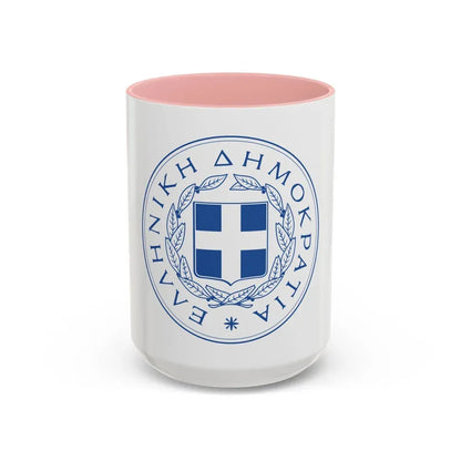 Great Seal of the State (Greece) - Accent Coffee Mug 15oz Pink - Go Mug Yourself