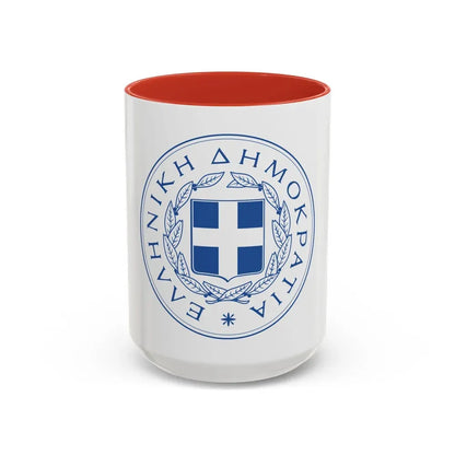 Great Seal of the State (Greece) - Accent Coffee Mug 15oz Red - Go Mug Yourself
