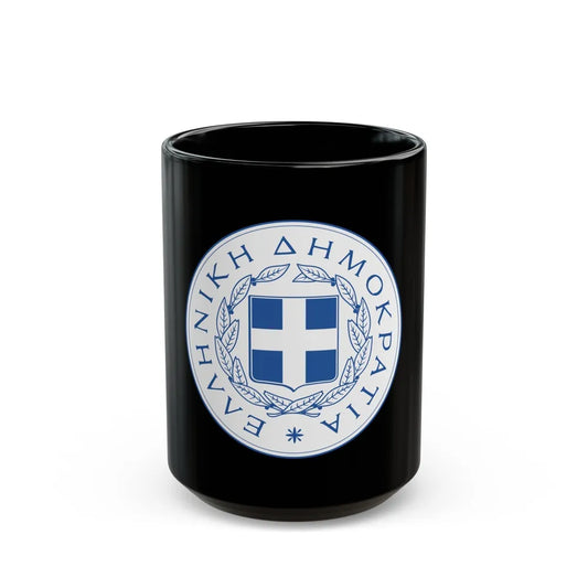 Great Seal of the State (Greece) - Black Coffee Mug-15oz-Go Mug Yourself