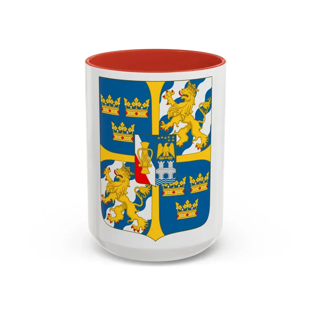 Great shield of arms of Sweden - Accent Coffee Mug 15oz Red - Go Mug Yourself