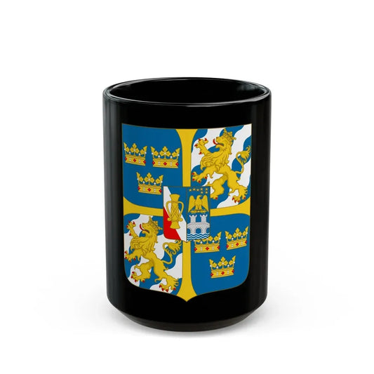 Great shield of arms of Sweden - Black Coffee Mug 15oz - Go Mug Yourself
