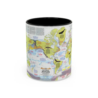 Great Whales, Migration and Range (1976) (Map) Accent Coffee Mug 11oz Black - Go Mug Yourself
