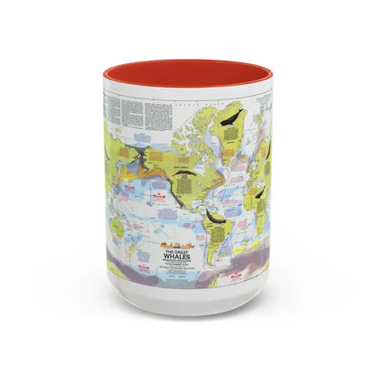 Great Whales, Migration and Range (1976) (Map) Accent Coffee Mug 15oz Red - Go Mug Yourself