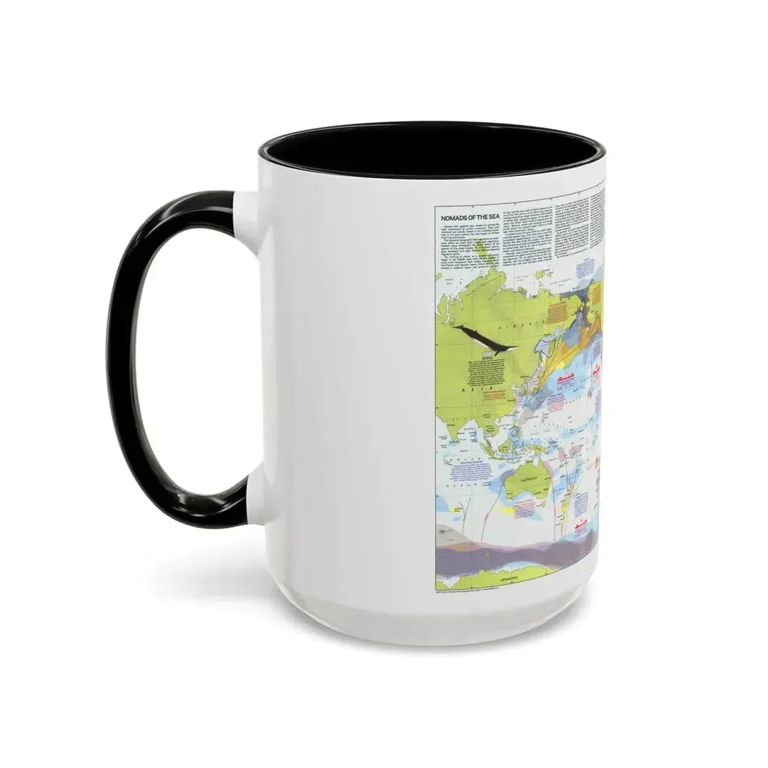 Great Whales, Migration and Range (1976) (Map) Accent Coffee Mug - Go Mug Yourself
