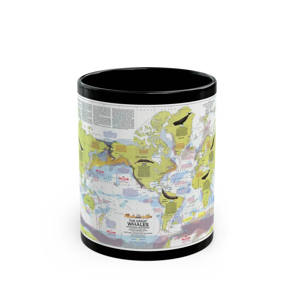 Great Whales, Migration and Range (1976) (Map) Black Coffee Mug-11oz-Go Mug Yourself