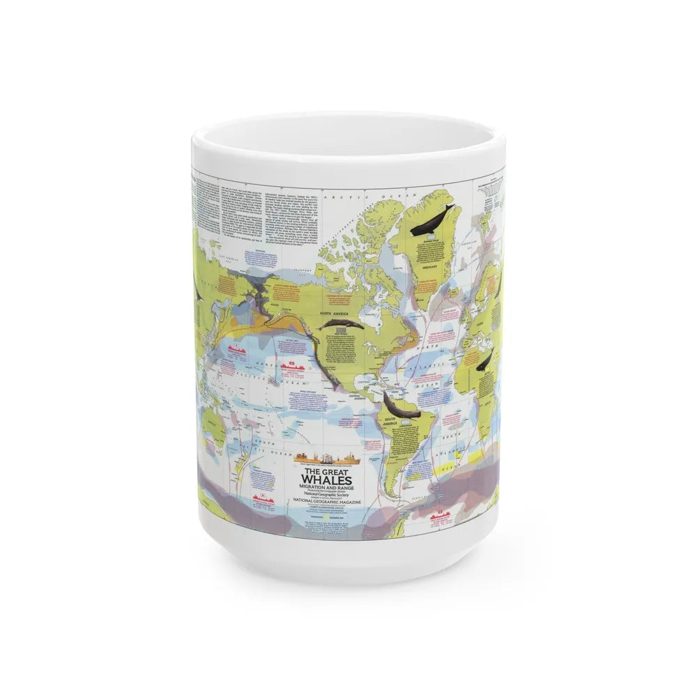 Great Whales, Migration and Range (1976) (Map) White Coffee Mug-15oz-Go Mug Yourself