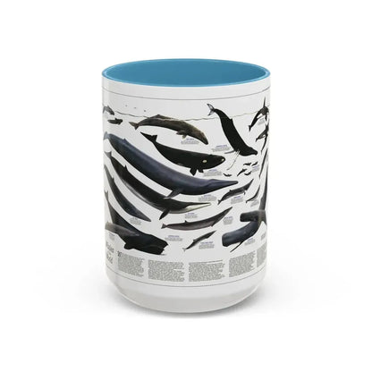 Great Whales of the World (1976) (Map) Accent Coffee Mug 15oz Light Blue - Go Mug Yourself