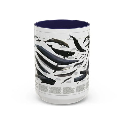 Great Whales of the World (1976) (Map) Accent Coffee Mug 15oz Navy - Go Mug Yourself