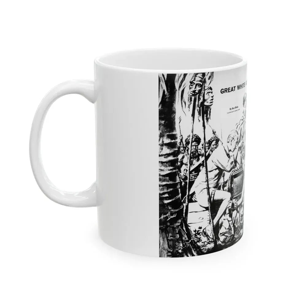 Great White God of the Sewing Machine, Men In Adventure, June 1968 - White Coffee Mug - Go Mug Yourself