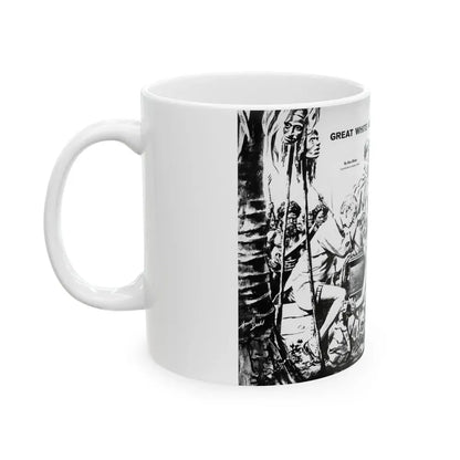 Great White God of the Sewing Machine, Men In Adventure, June 1968 - White Coffee Mug - Go Mug Yourself