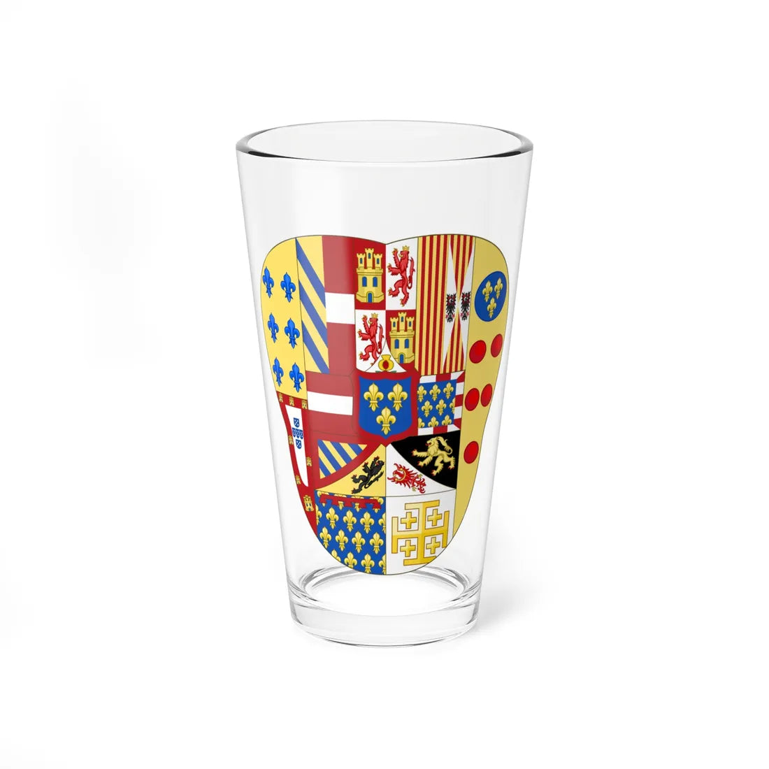 Greater Arms of Ferdinand IV of Naples (Italy) (Coat of Arms) Pint Glass 16oz 16oz - Go Mug Yourself