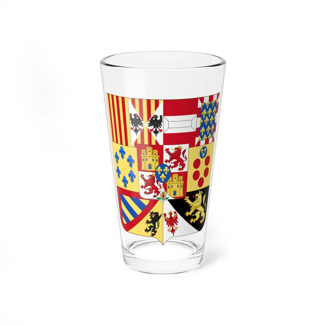 Greater Arms of Spain c.1883-1931 - Shape Variant (Spain) (Coat of Arms) Pint Glass 16oz 16oz - Go Mug Yourself