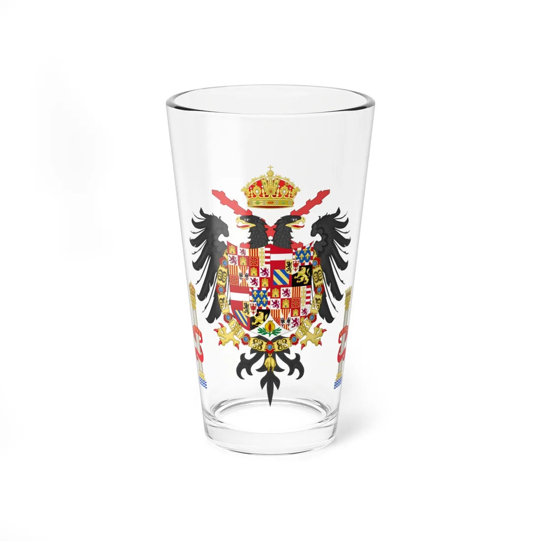 Greater Coat of Arms of Charles I of Spain Charles V as Holy Roman Emperor 1530-1556 (Spain) (Coat of Arms) Pint Glass 16oz 16oz - Go Mug Yourself