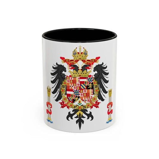 Greater Coat of Arms of Charles V Holy Roman Emperor, Charles I as King of Spain - Accent Coffee Mug 11oz Black - Go Mug Yourself