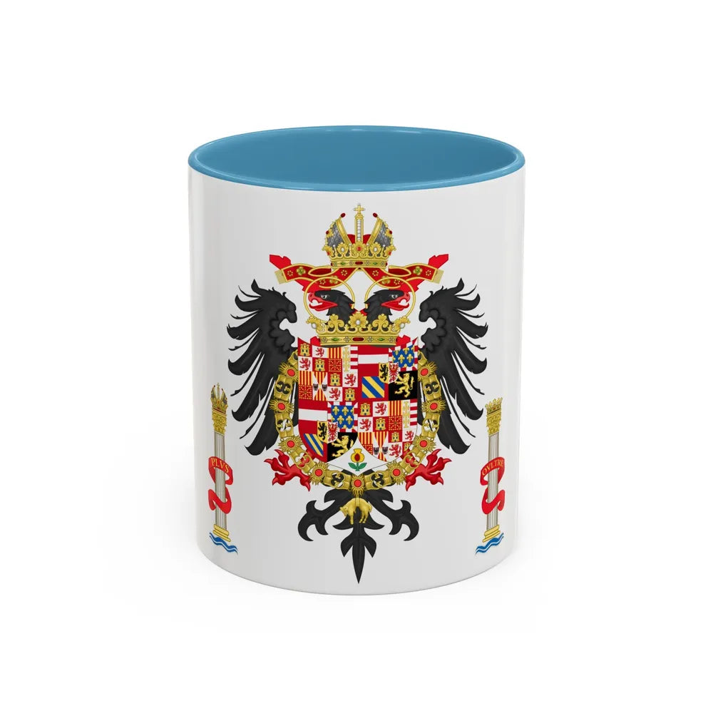 Greater Coat of Arms of Charles V Holy Roman Emperor, Charles I as King of Spain - Accent Coffee Mug 11oz Light Blue - Go Mug Yourself