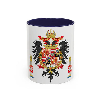 Greater Coat of Arms of Charles V Holy Roman Emperor, Charles I as King of Spain - Accent Coffee Mug 11oz Navy - Go Mug Yourself
