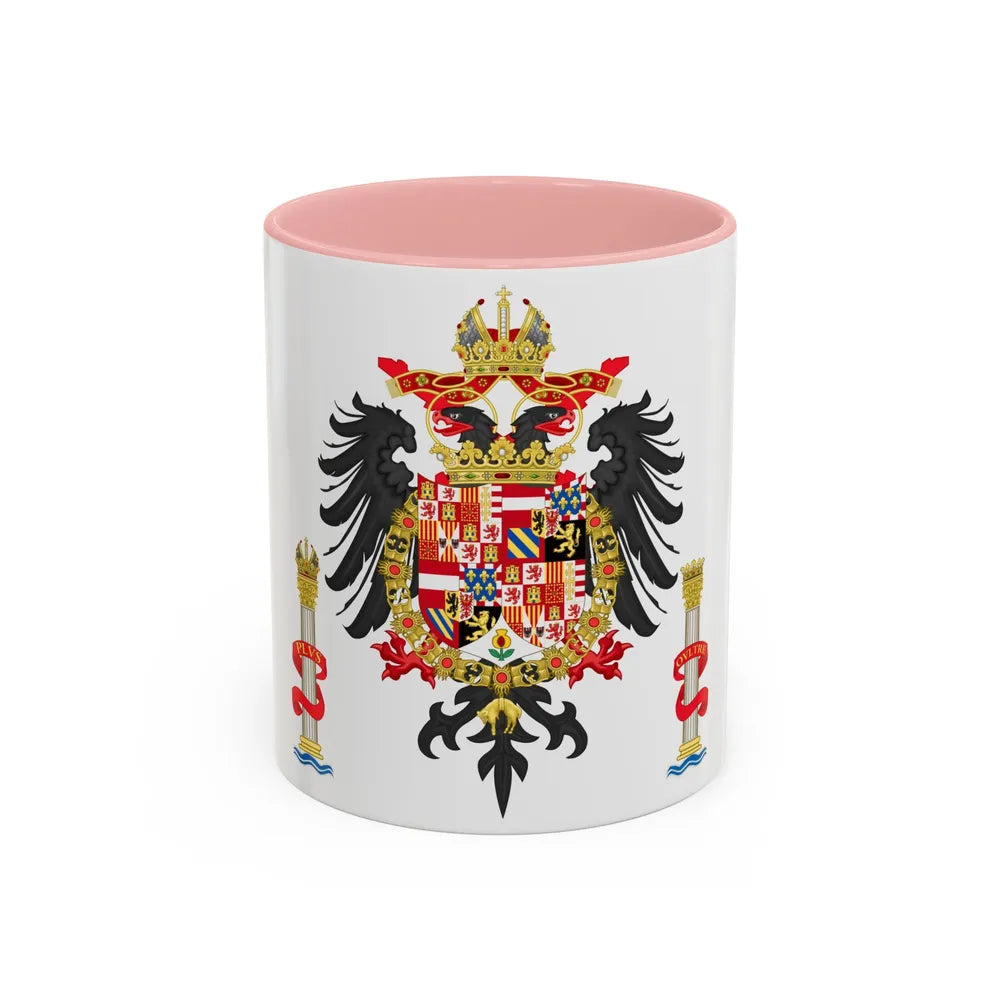 Greater Coat of Arms of Charles V Holy Roman Emperor, Charles I as King of Spain - Accent Coffee Mug 11oz Pink - Go Mug Yourself