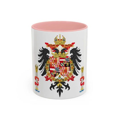 Greater Coat of Arms of Charles V Holy Roman Emperor, Charles I as King of Spain - Accent Coffee Mug 11oz Pink - Go Mug Yourself