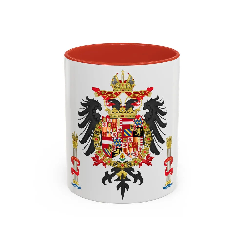 Greater Coat of Arms of Charles V Holy Roman Emperor, Charles I as King of Spain - Accent Coffee Mug 11oz Red - Go Mug Yourself