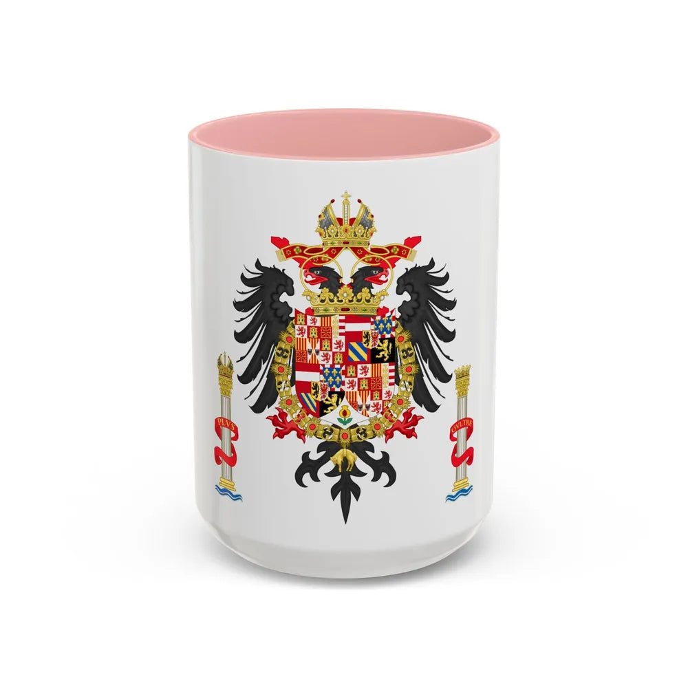 Greater Coat of Arms of Charles V Holy Roman Emperor, Charles I as King of Spain - Accent Coffee Mug 15oz Pink - Go Mug Yourself