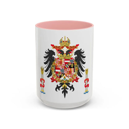 Greater Coat of Arms of Charles V Holy Roman Emperor, Charles I as King of Spain - Accent Coffee Mug 15oz Pink - Go Mug Yourself