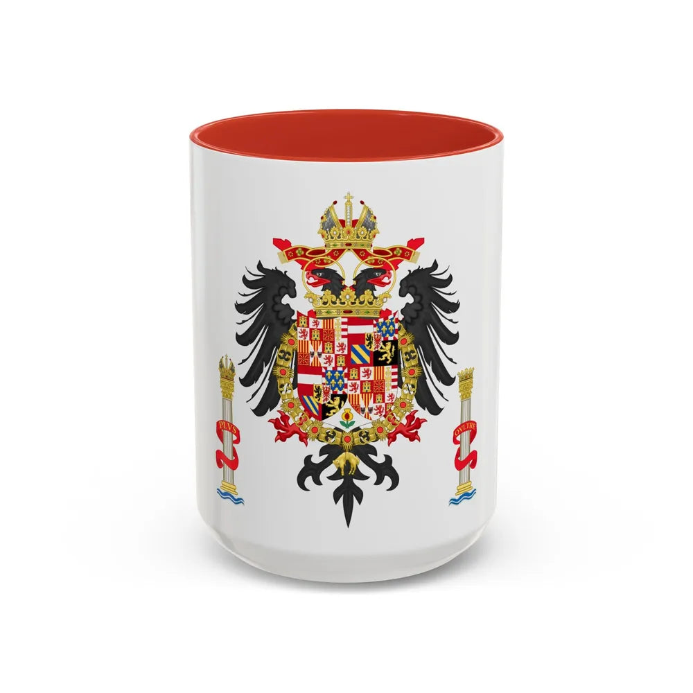 Greater Coat of Arms of Charles V Holy Roman Emperor, Charles I as King of Spain - Accent Coffee Mug 15oz Red - Go Mug Yourself
