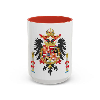 Greater Coat of Arms of Charles V Holy Roman Emperor, Charles I as King of Spain - Accent Coffee Mug 15oz Red - Go Mug Yourself