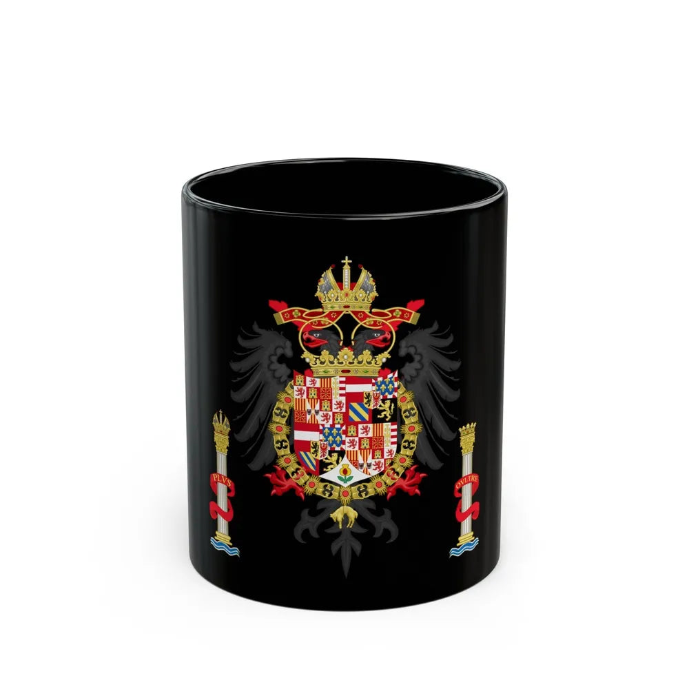 Greater Coat of Arms of Charles V Holy Roman Emperor, Charles I as King of Spain - Black Coffee Mug-11oz-Go Mug Yourself