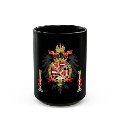 Greater Coat of Arms of Charles V Holy Roman Emperor, Charles I as King of Spain - Black Coffee Mug 15oz - Go Mug Yourself
