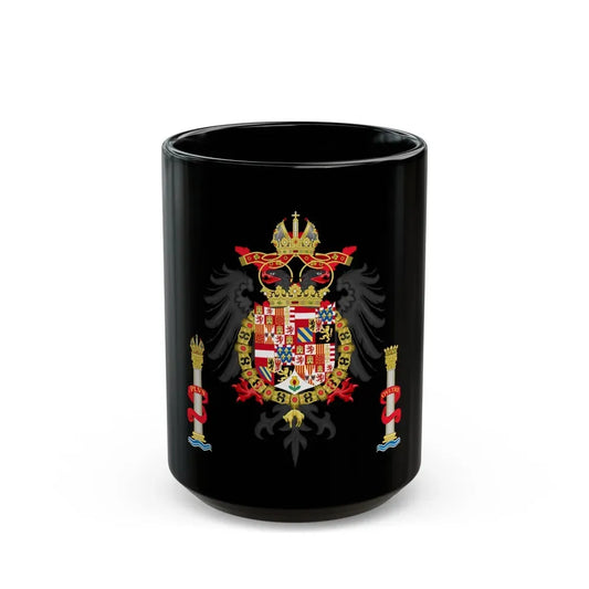 Greater Coat of Arms of Charles V Holy Roman Emperor, Charles I as King of Spain - Black Coffee Mug 15oz - Go Mug Yourself