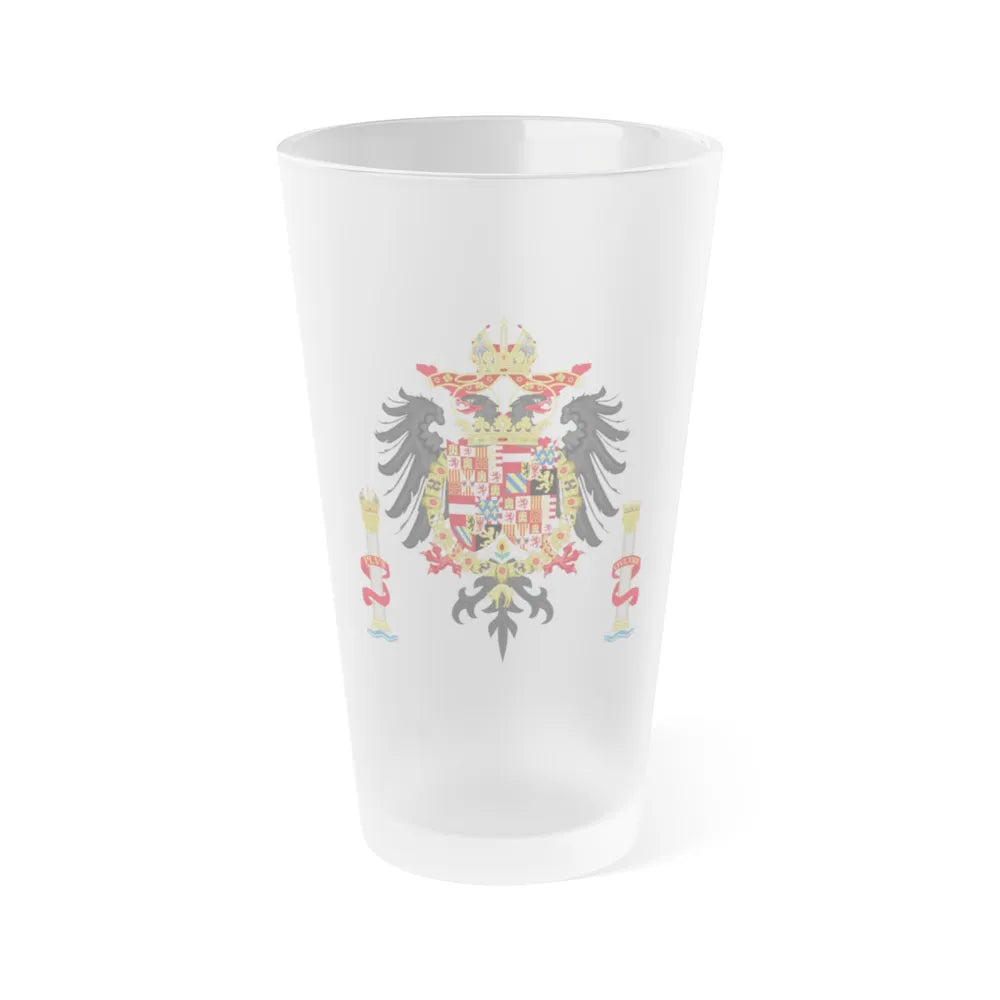 Greater Coat of Arms of Charles V Holy Roman Emperor, Charles I as King of Spain - Frosted Pint Glass 16oz-16oz-Frosted-Go Mug Yourself