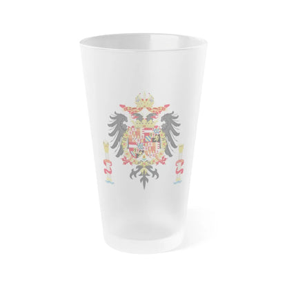 Greater Coat of Arms of Charles V Holy Roman Emperor, Charles I as King of Spain - Frosted Pint Glass 16oz-16oz-Frosted-Go Mug Yourself