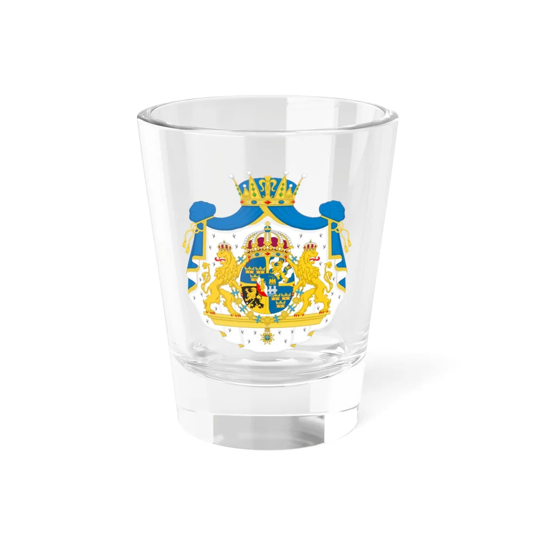 Greater coat of arms of Crown Princess Victoria Duchess of Västergötland (Sweden) (Coat of Arms) Shot Glass 1.5oz 1.5oz - Go Mug Yourself