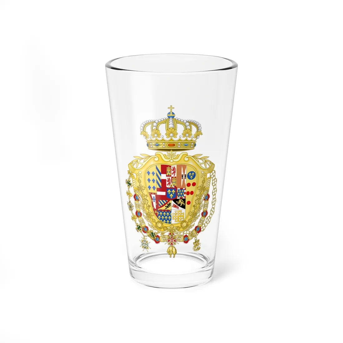 Greater Coat of Arms of Ferdinand IV of Naples (Italy) (Coat of Arms) Pint Glass 16oz 16oz - Go Mug Yourself