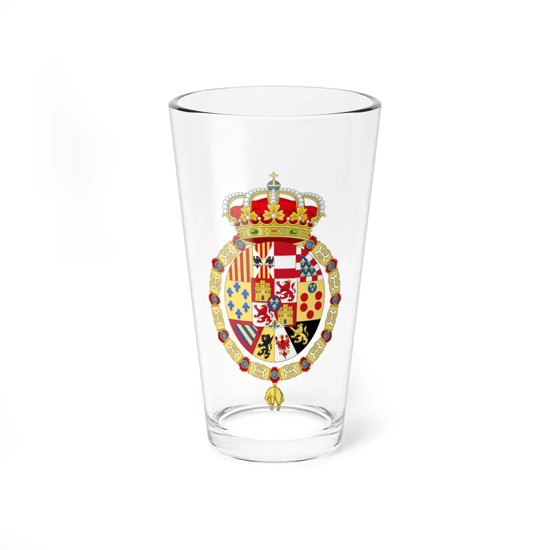 Greater Coat of Arms of Francis King Consort of Spain (Spain) (Coat of Arms) Pint Glass 16oz 16oz - Go Mug Yourself