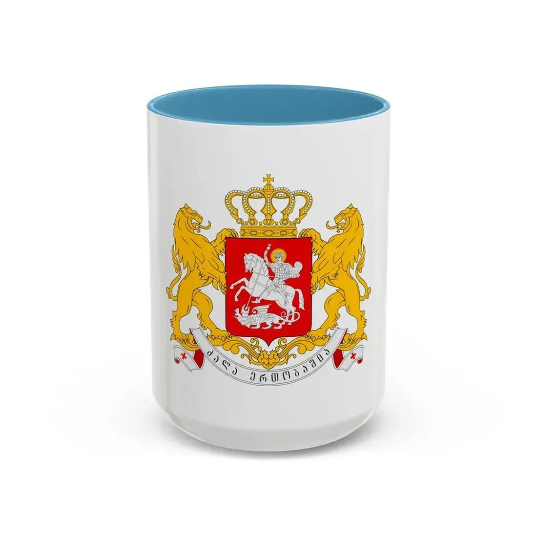 Greater coat of arms of Georgia - Accent Coffee Mug 15oz Light Blue - Go Mug Yourself