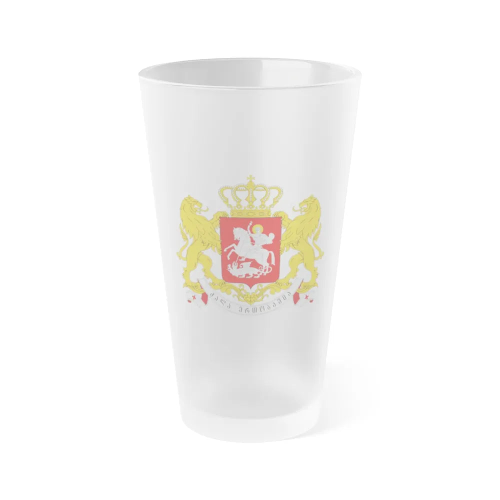 Greater coat of arms of Georgia - Frosted Pint Glass 16oz-Go Mug Yourself