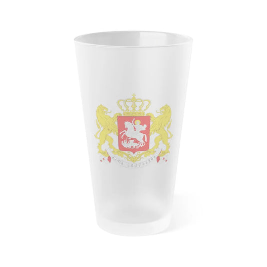 Greater coat of arms of Georgia - Frosted Pint Glass 16oz-Go Mug Yourself