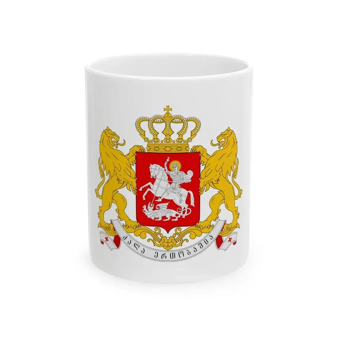 Greater coat of arms of Georgia - White Coffee Mug 11oz - Go Mug Yourself